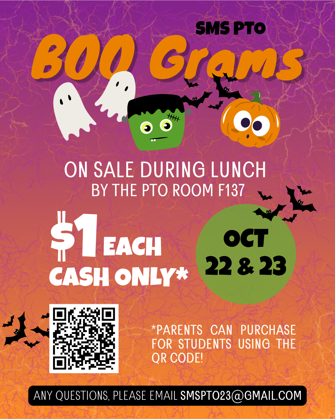 Message from PTO:  Boo Grams are back! 🎃