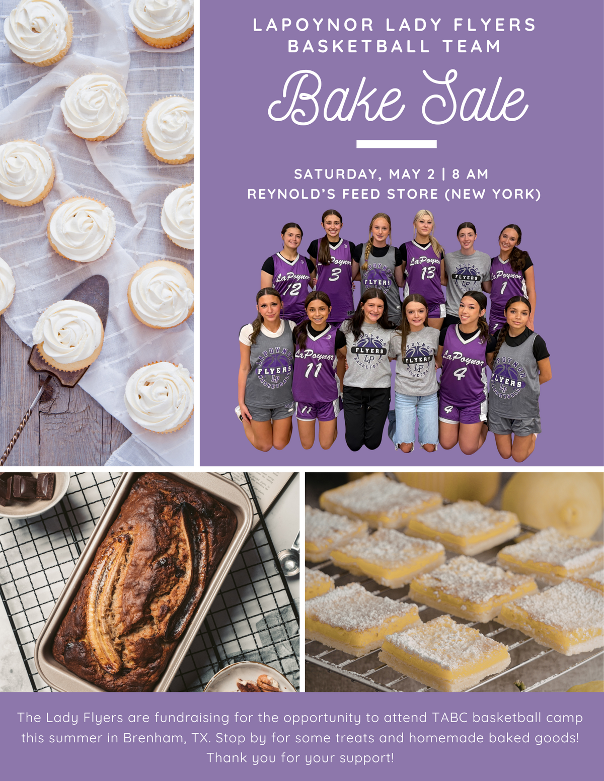 LaPoynor Lady Flyers Basketball Bake Sale🏀💜