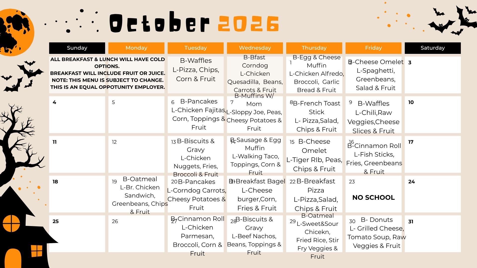 October Menu