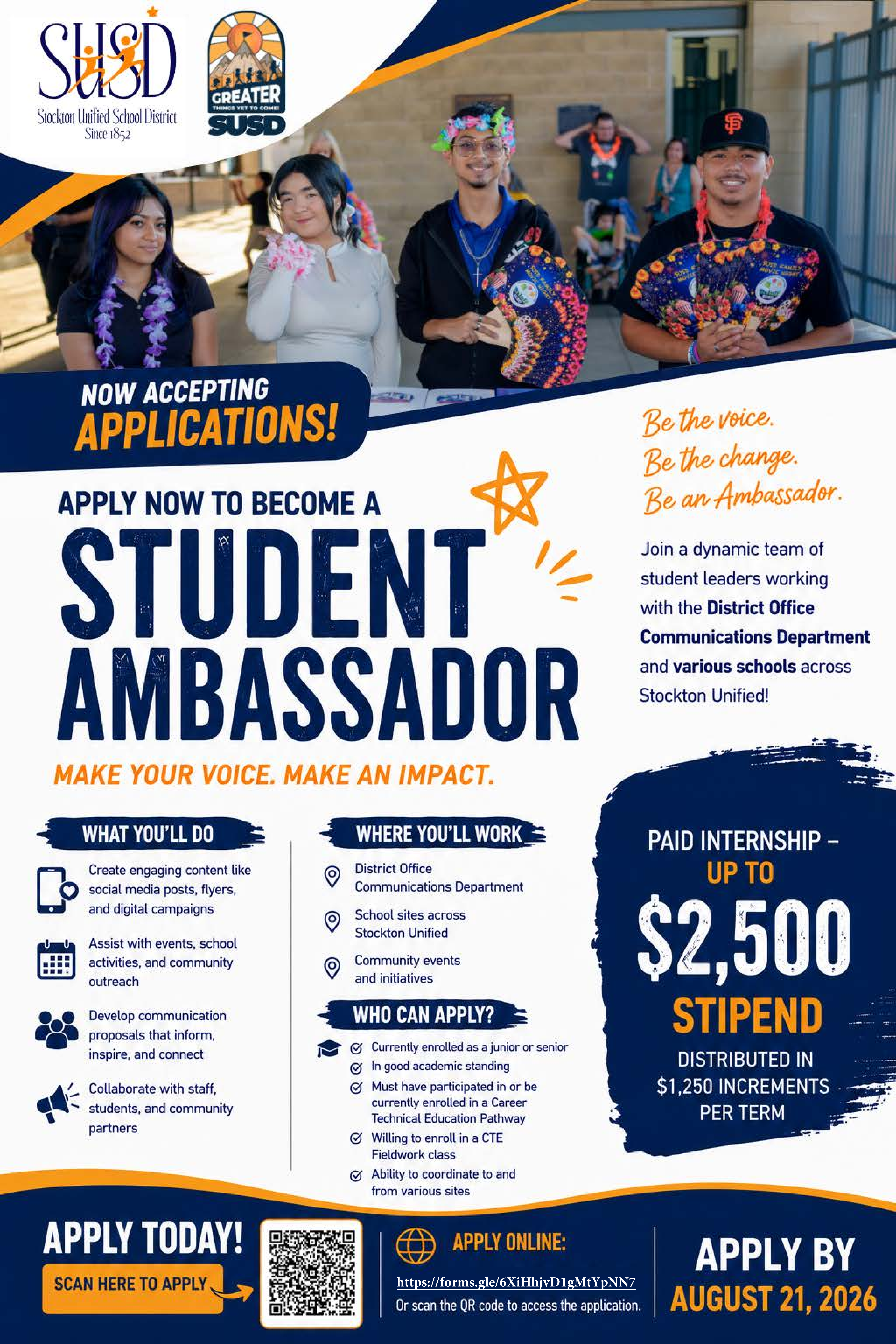 Apply to Become an SUSD Student Ambassador!