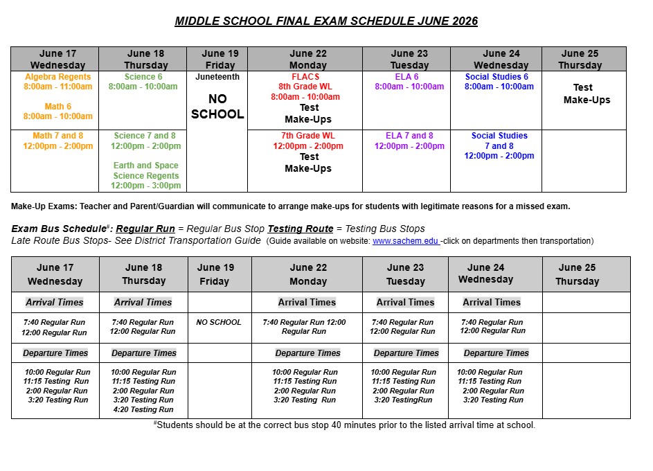 Final Exam Schedule 2026