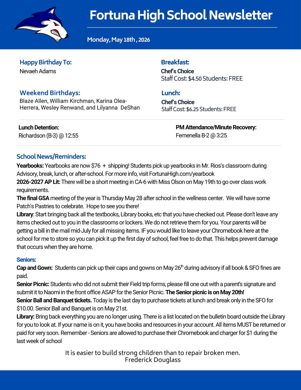 Bulletin 05/18/2026