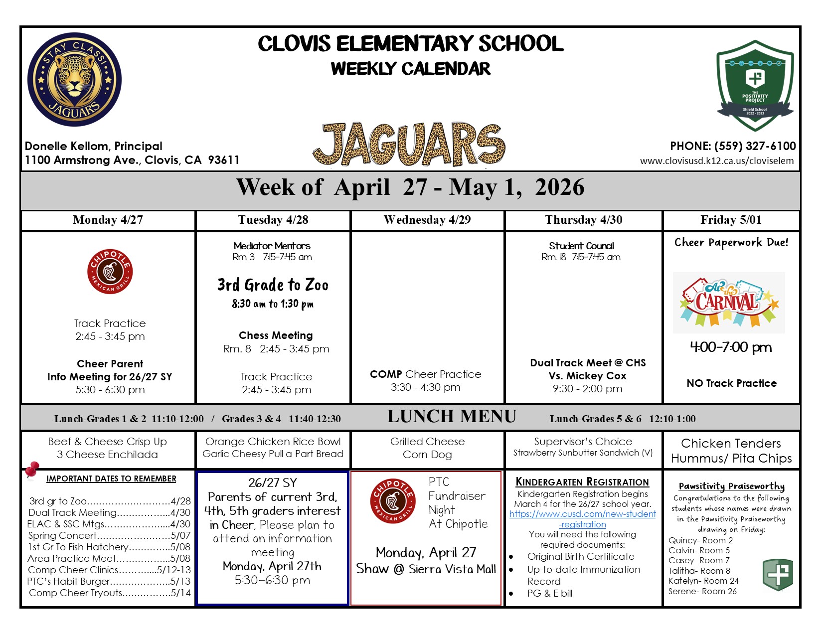 Weekly Calendar April 27