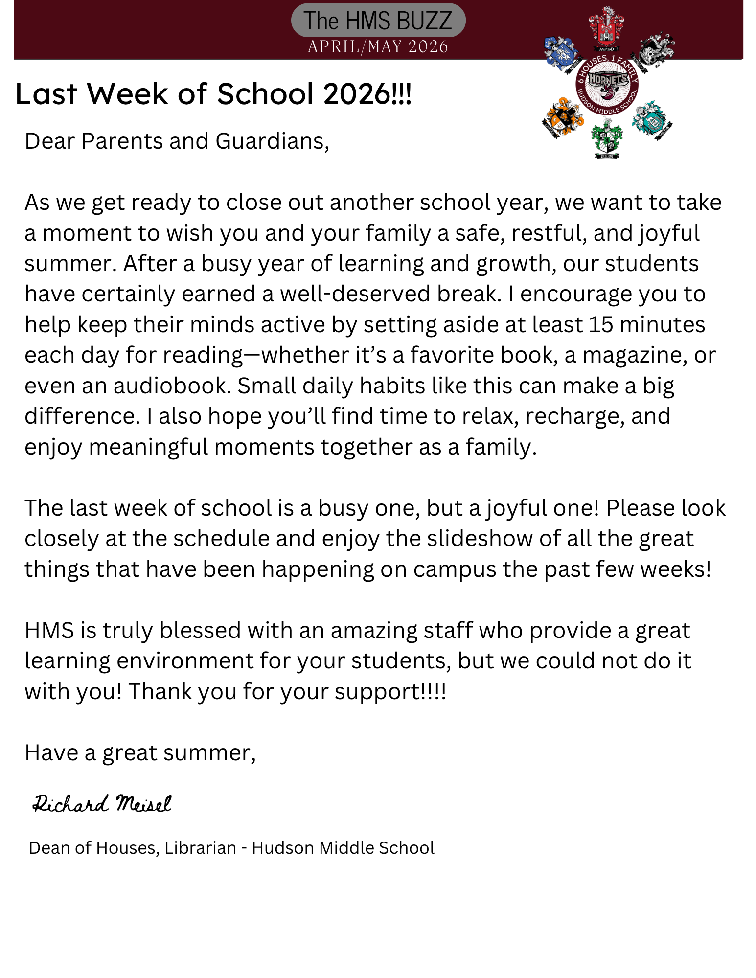 Final Newsletter of the year!