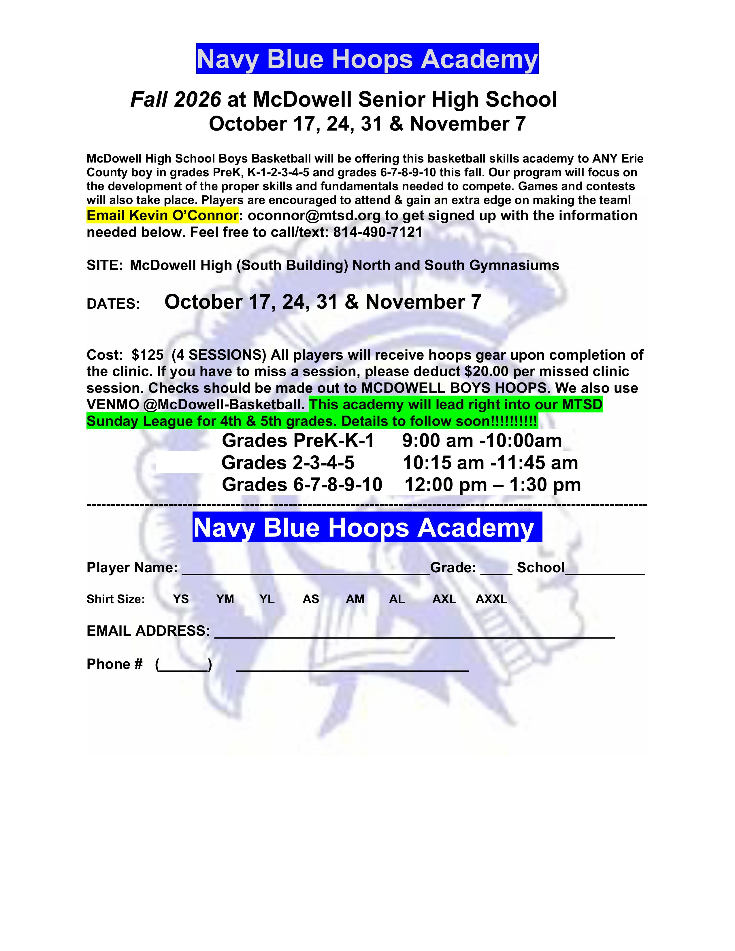 Navy Blue Hoops Academy Fall 2026