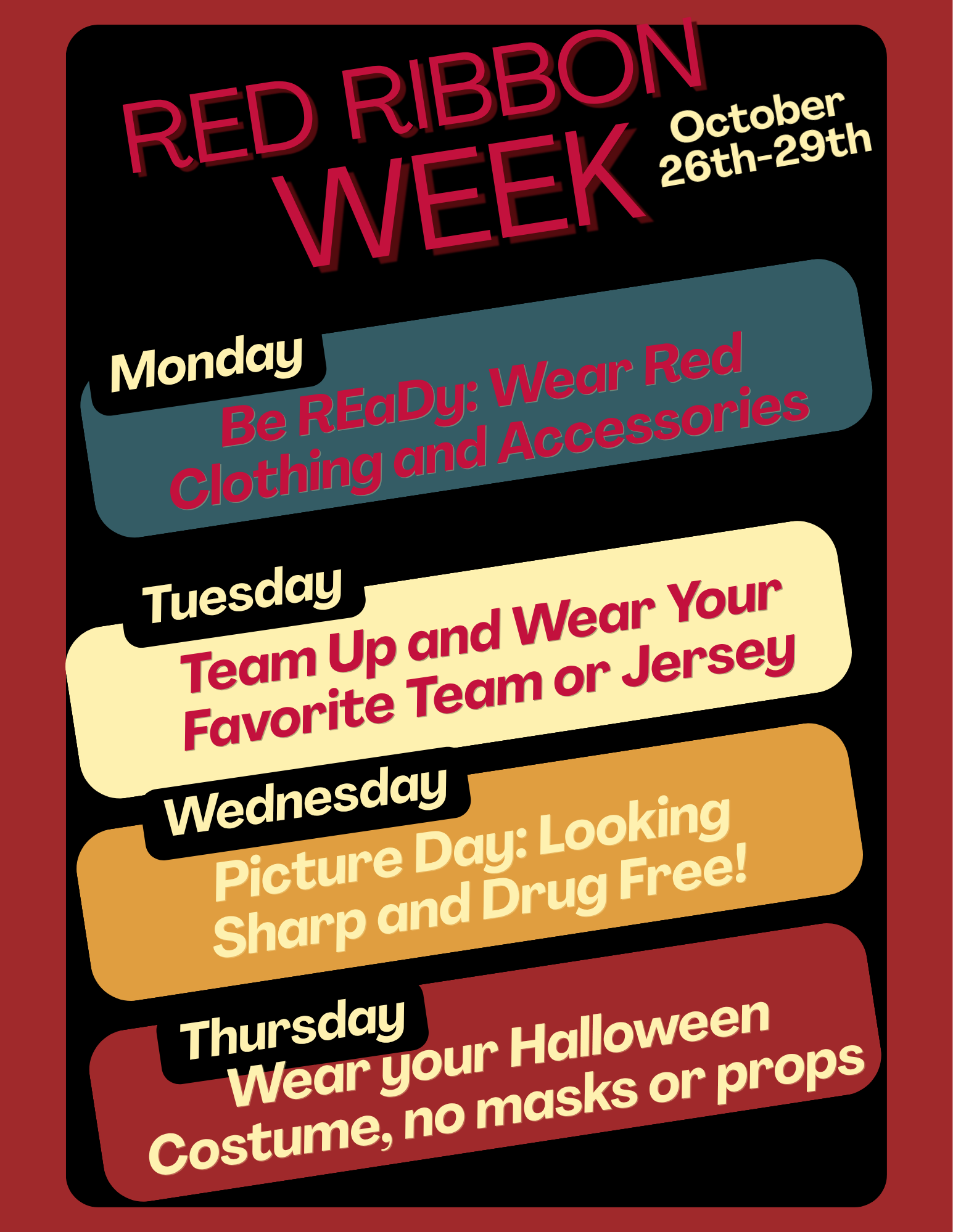 Collinsville Elementary Red Ribbon Week- October 26th- October 29th