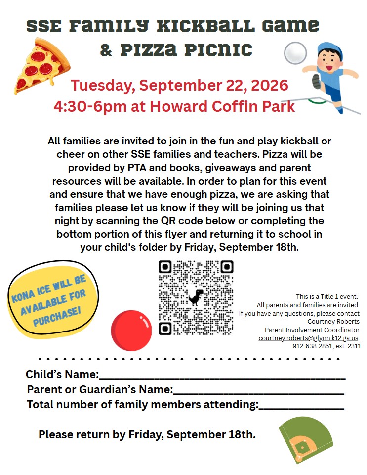 Upcoming Events- Walk the Beach to School Day & Family Kickball and Pizza Picnic!