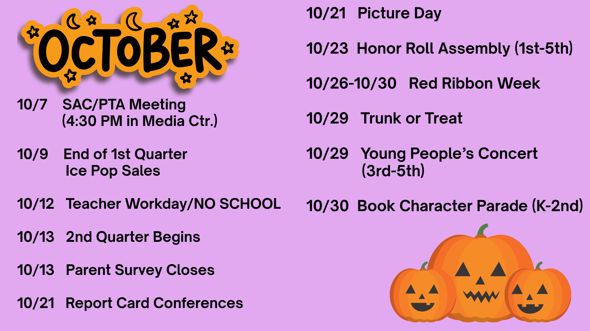 October Calendar