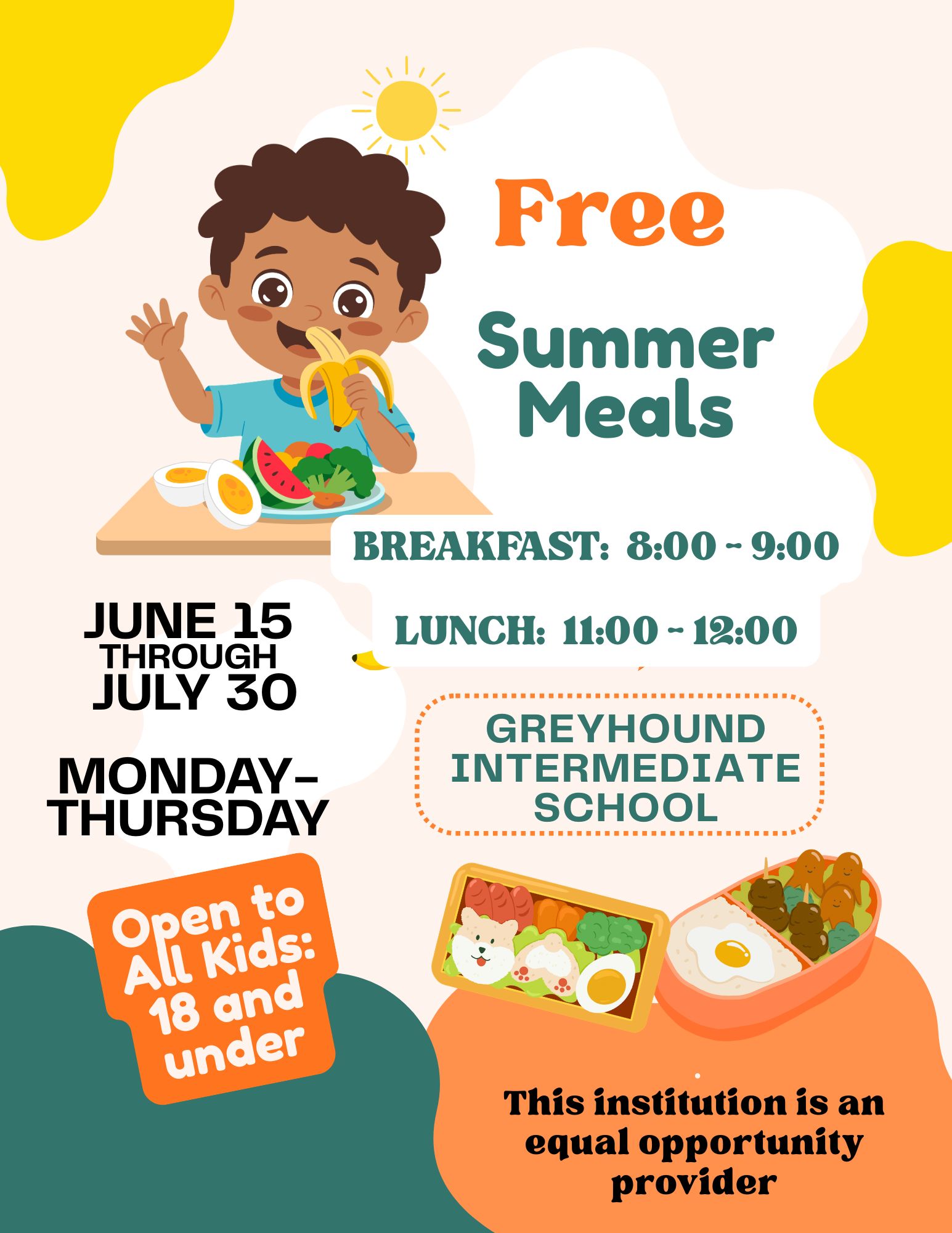 FREE SUMMER MEAL PROGRAM REMINDER
