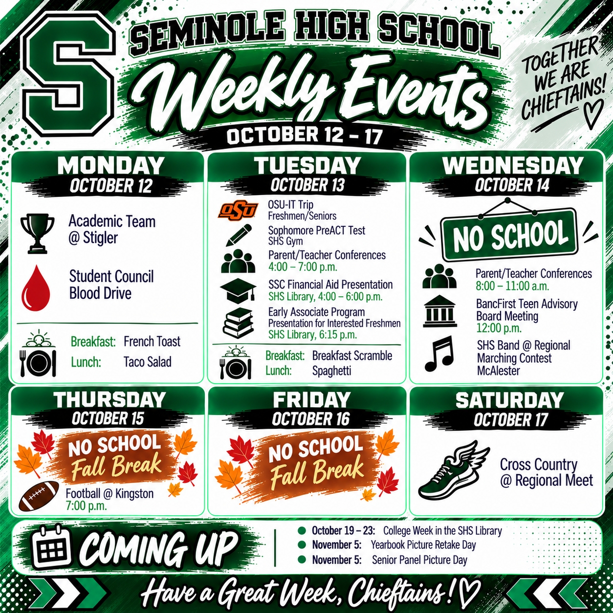 SHS EVENTS (WEEK OF OCT. 12)