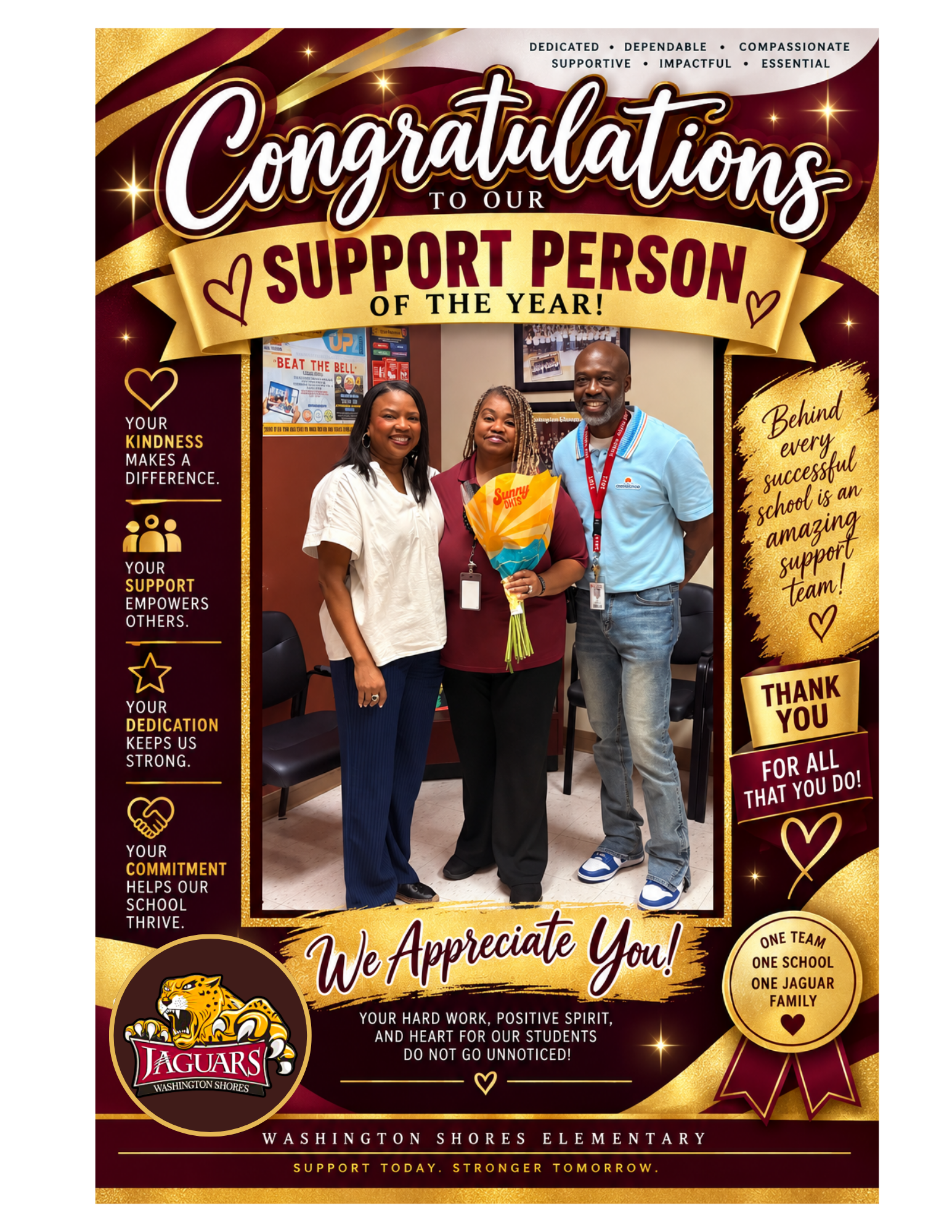 🎉 Congratulations to our Support Person of the Year, Mrs. Adriene Hill👏❤🎉🐾