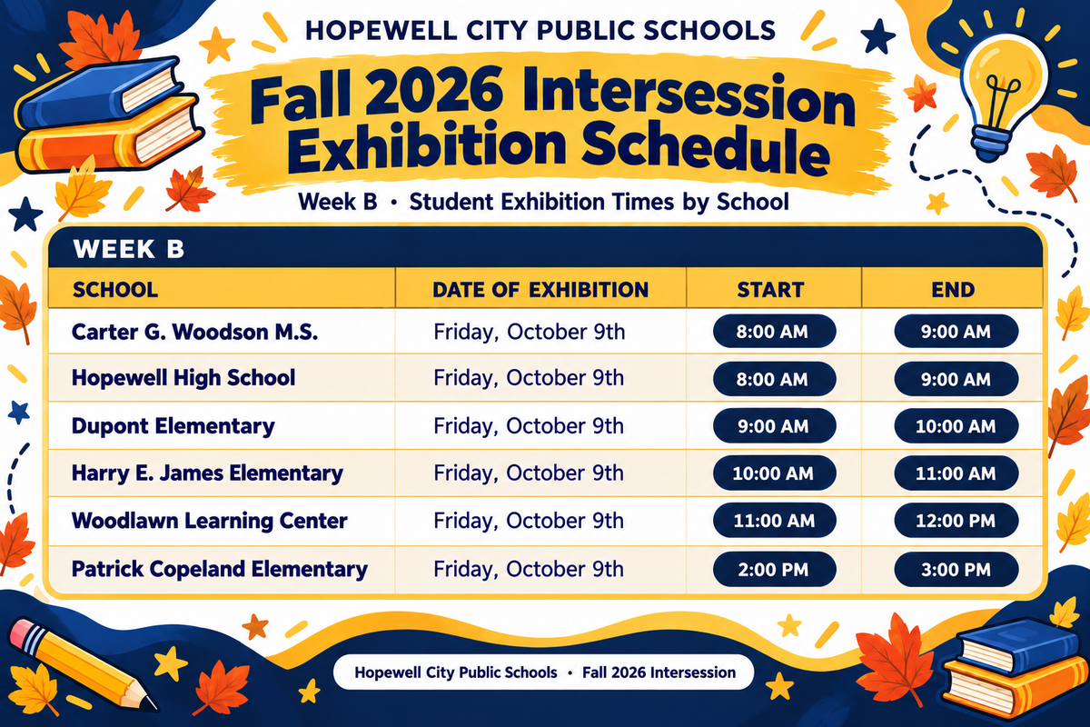  Fall Intersession Week B Presentations of Learning Schedule