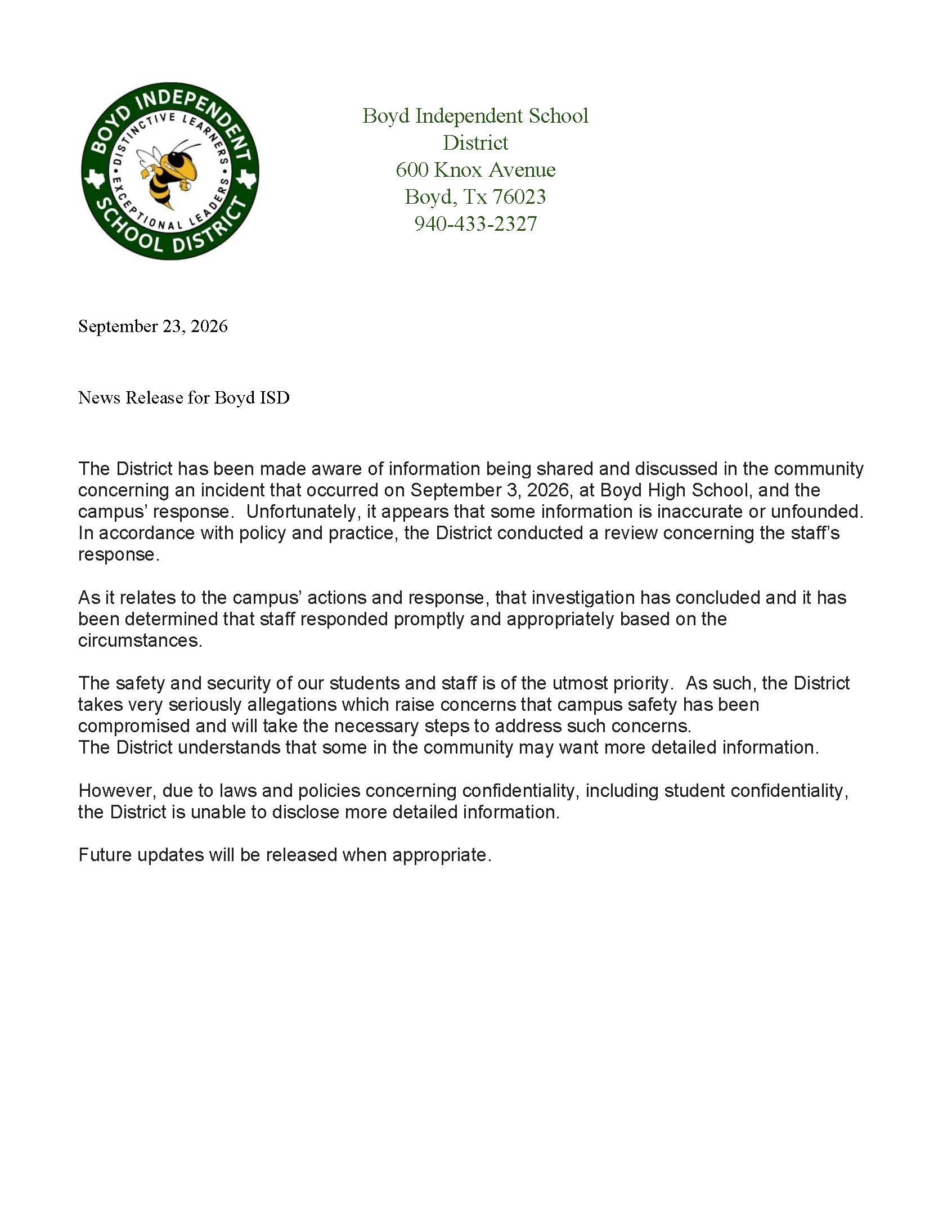 News Release September 23, 2026