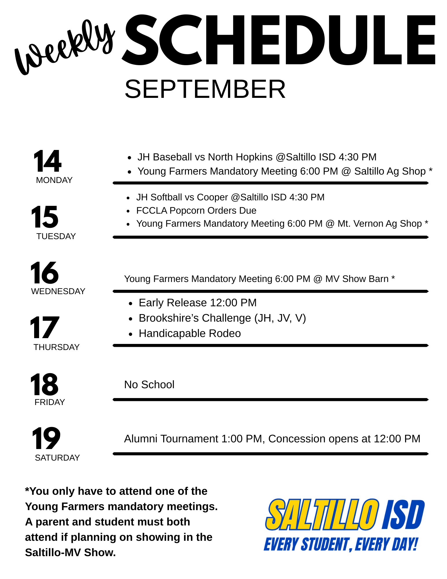 Weekly Schedule
