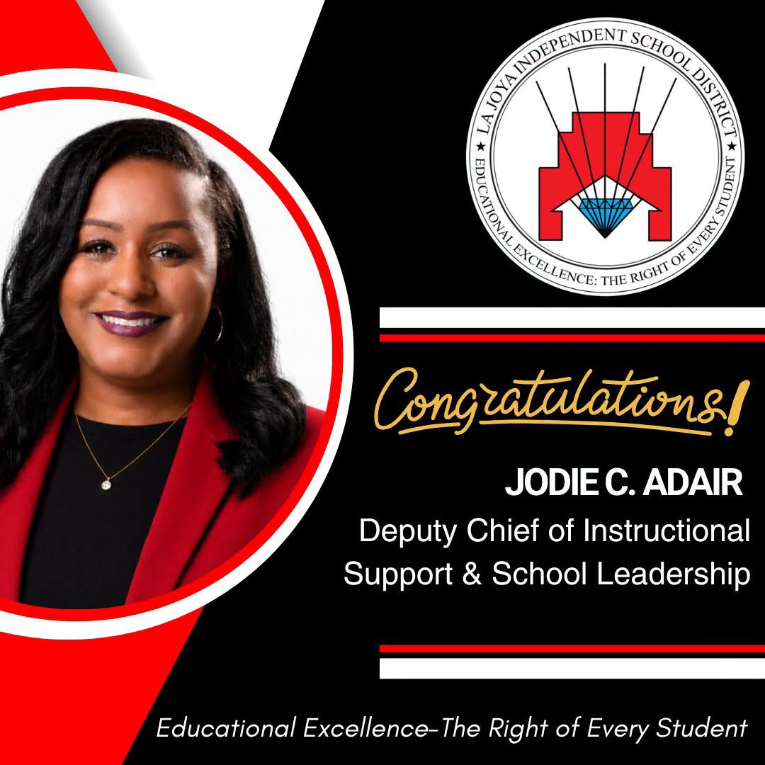 🎉 Please join us in celebrating Ms. Jodie Crystal Adair and her continued service to La Joya ISD! ❤️🖤🌟