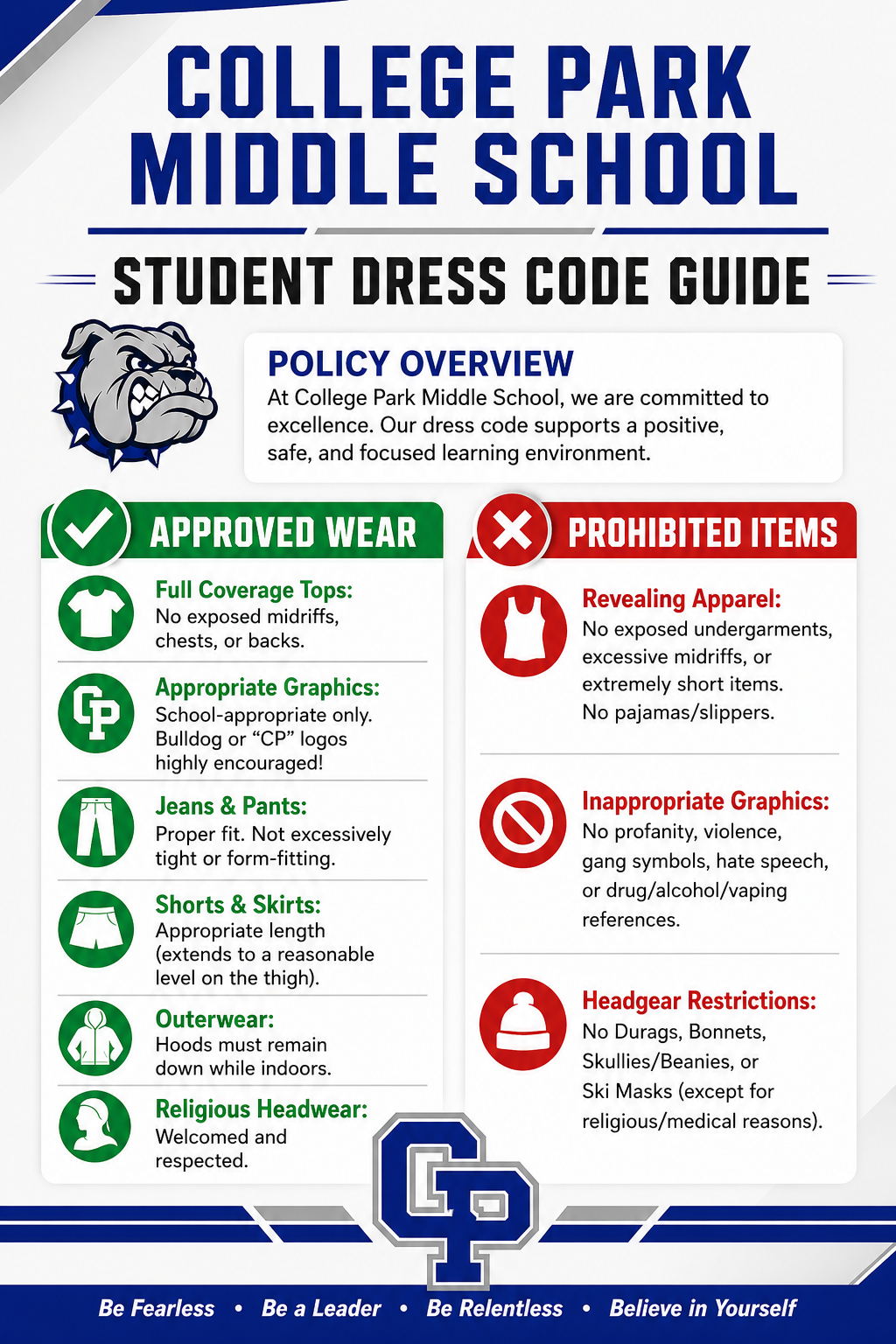 Important Reminder: Student Dress Code Policy & Daily Preparedness