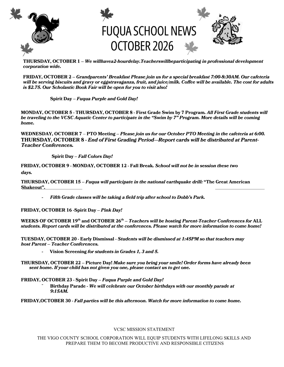 October Newsletter