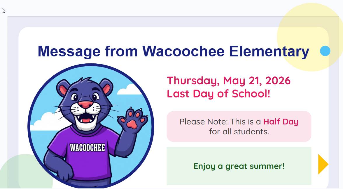 Important Reminder: Last Day of School & Half-Day Dismissal