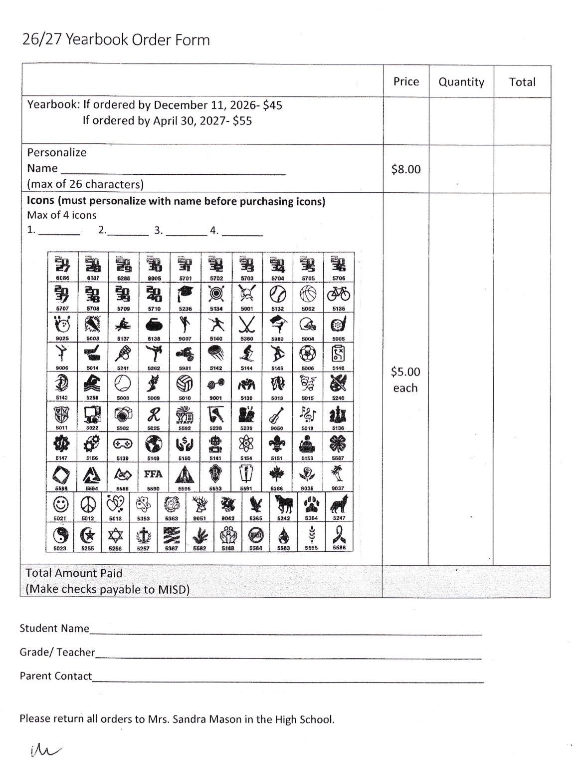 Early Bird Sale for 26-27 Yearbook 