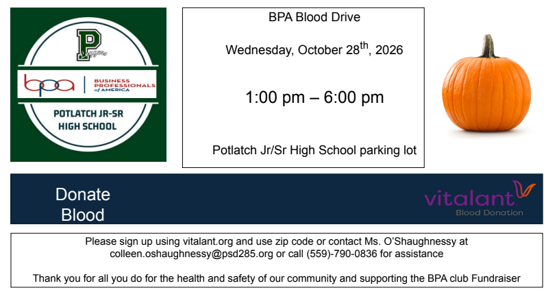 BPA Blood Drive- October 28th, 2026