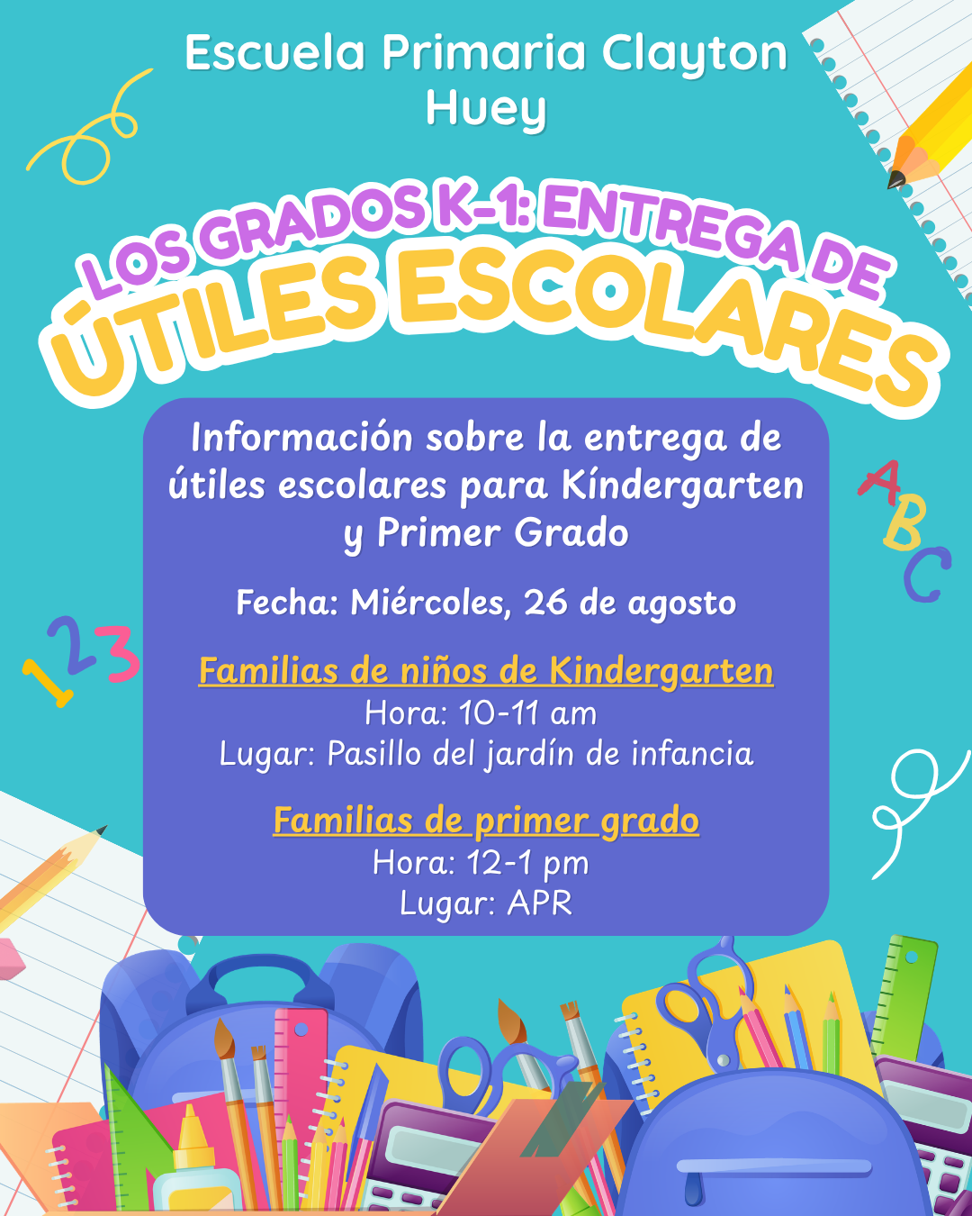 K-1 Supply Drop Off Spanish
