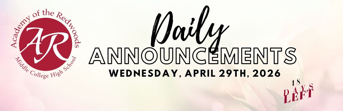 Daily Announcements - Wednesday, April 29th