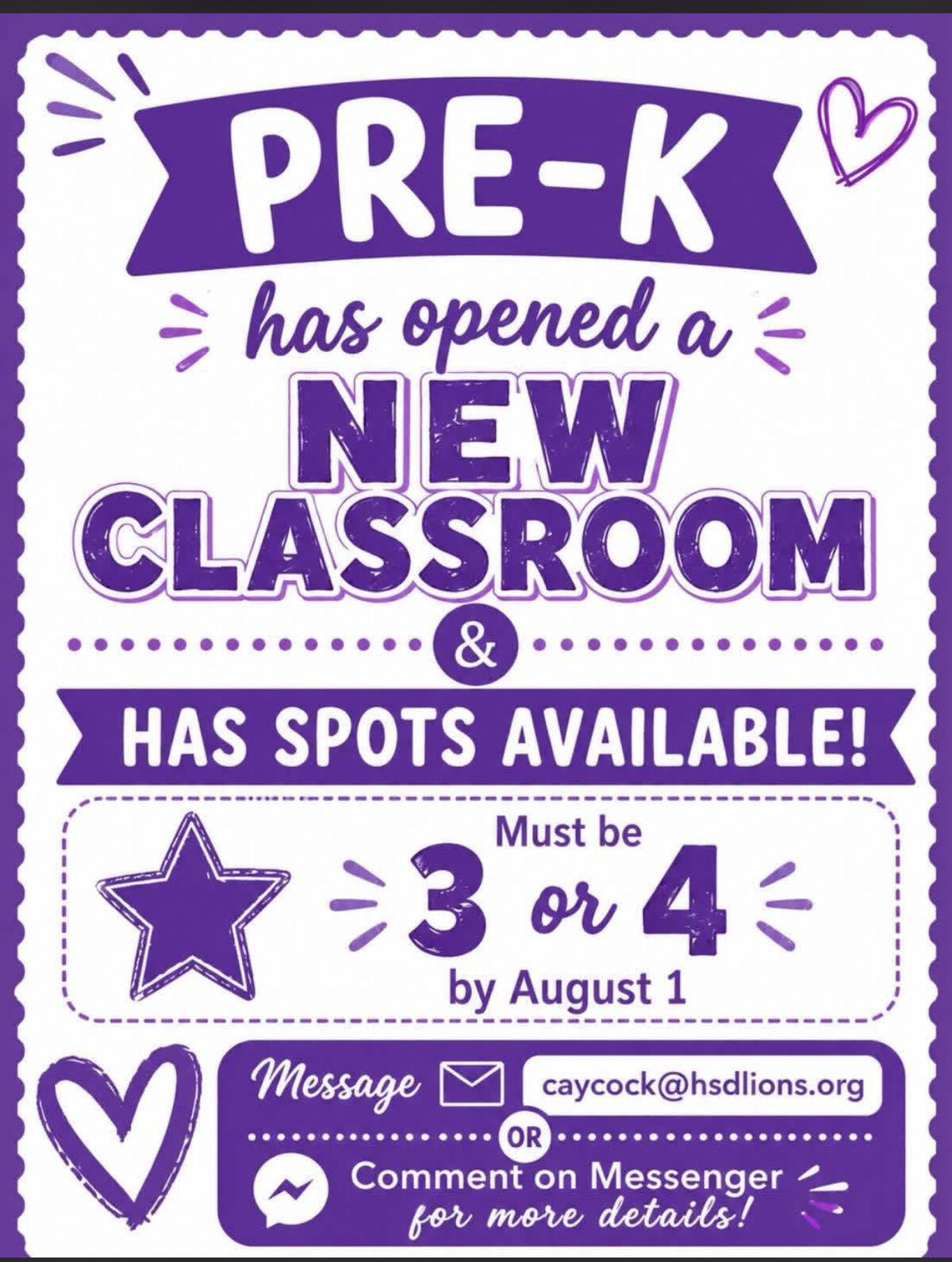 PreK Openings