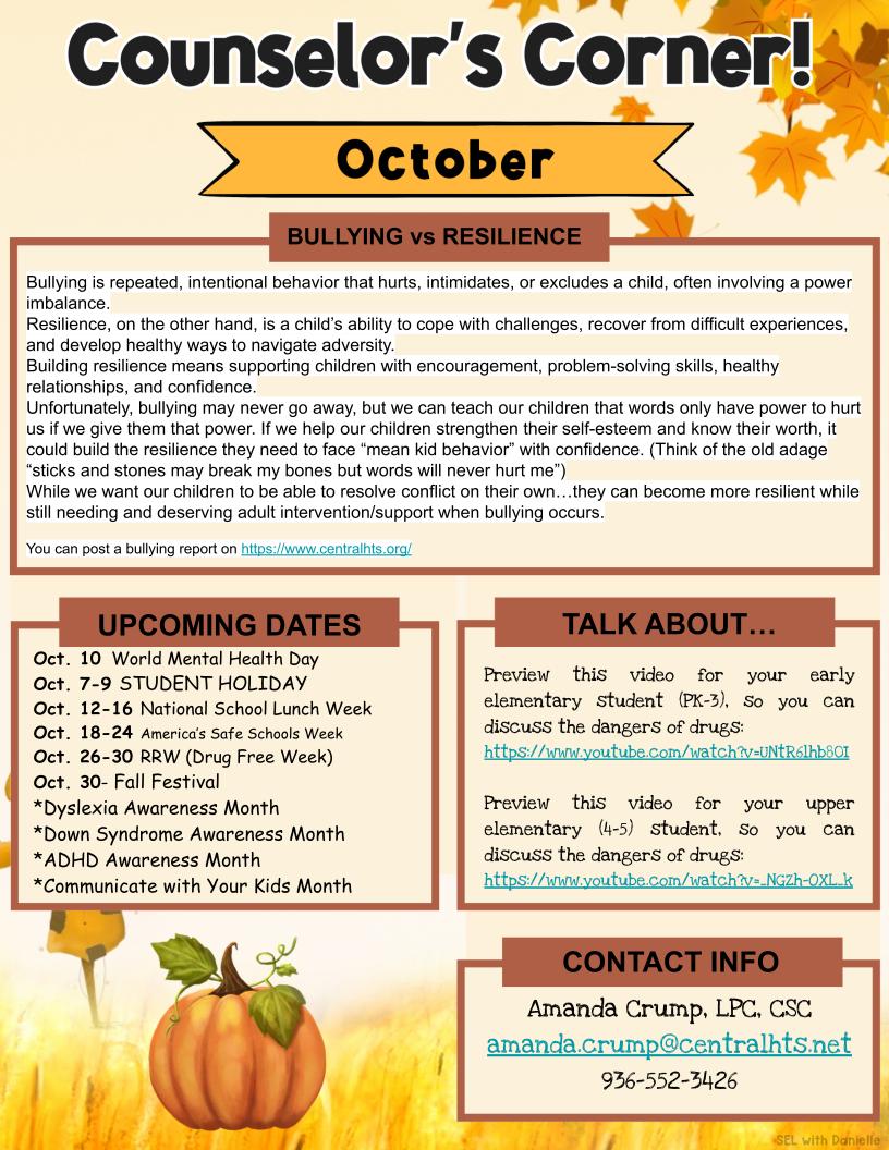 Counselor's Corner- October 2026 
