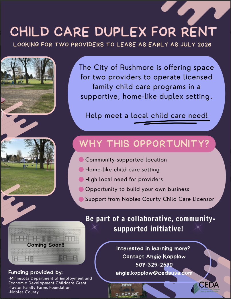 Childcare needs in SW MN - Career opportunities!