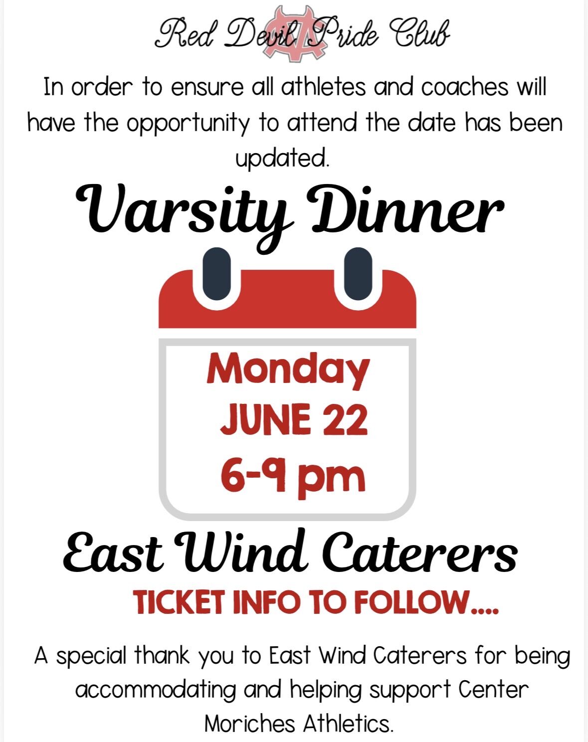 Varsity Dinner - Updated Date Change