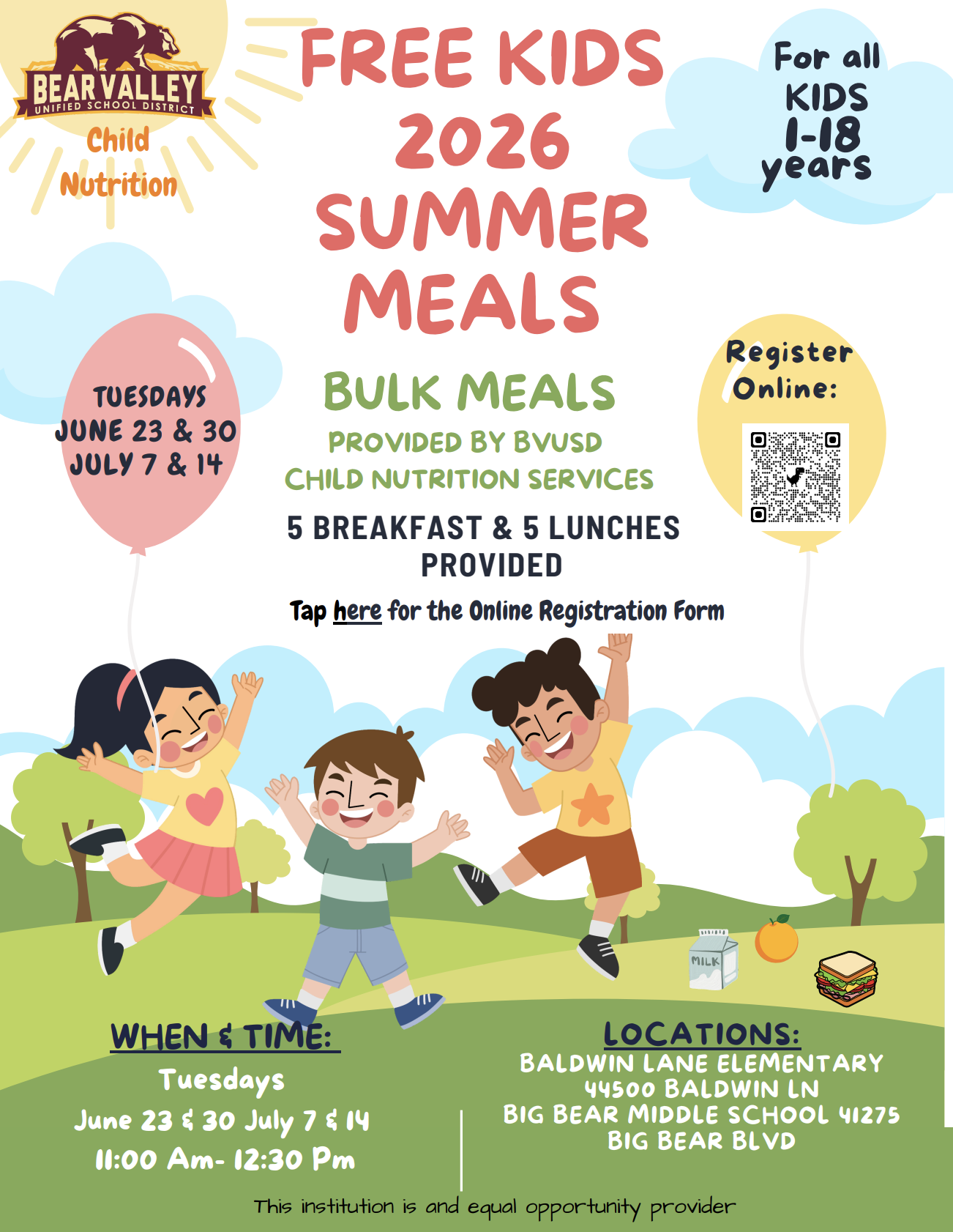 free summer meals flyer english