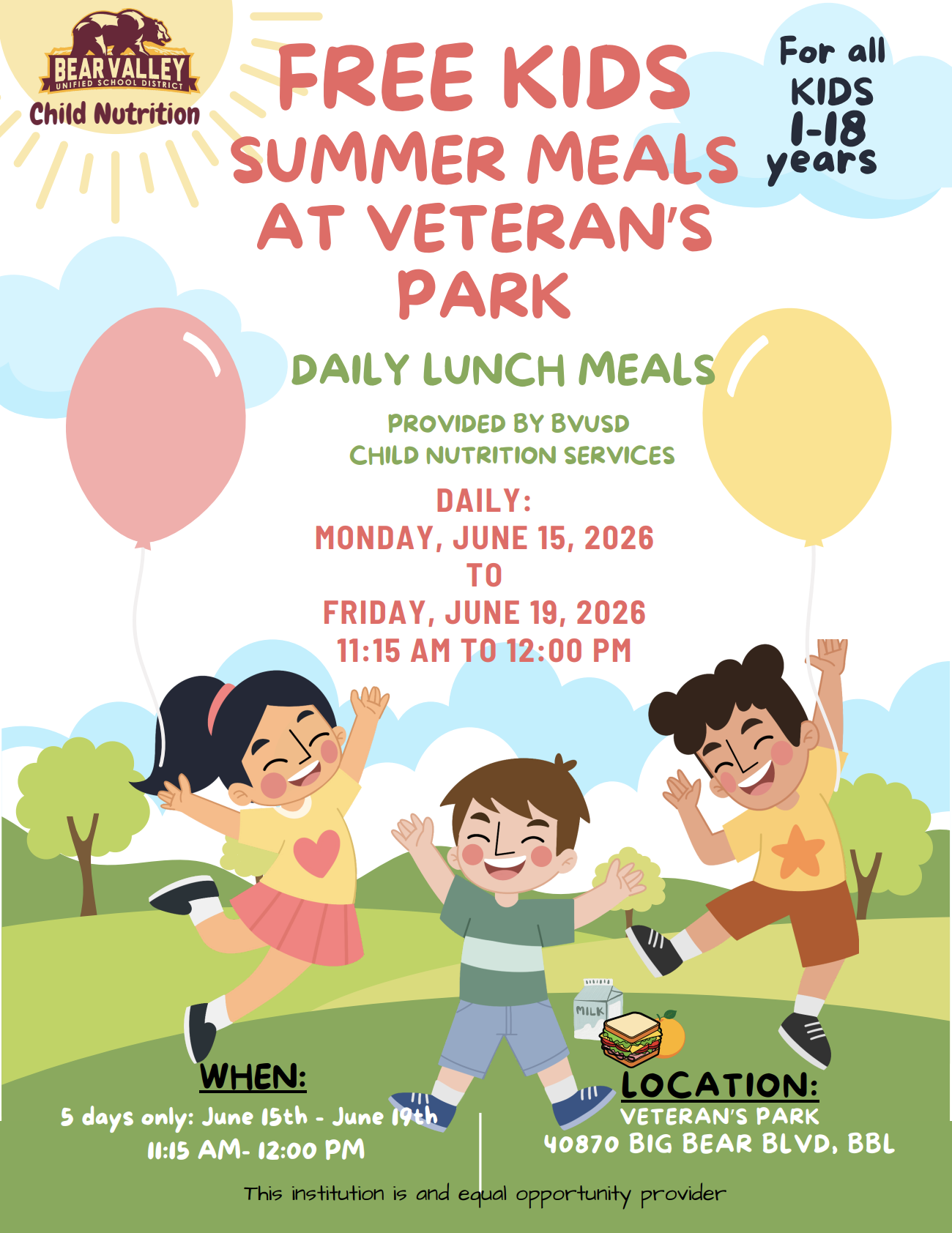 free summer meals flyer english