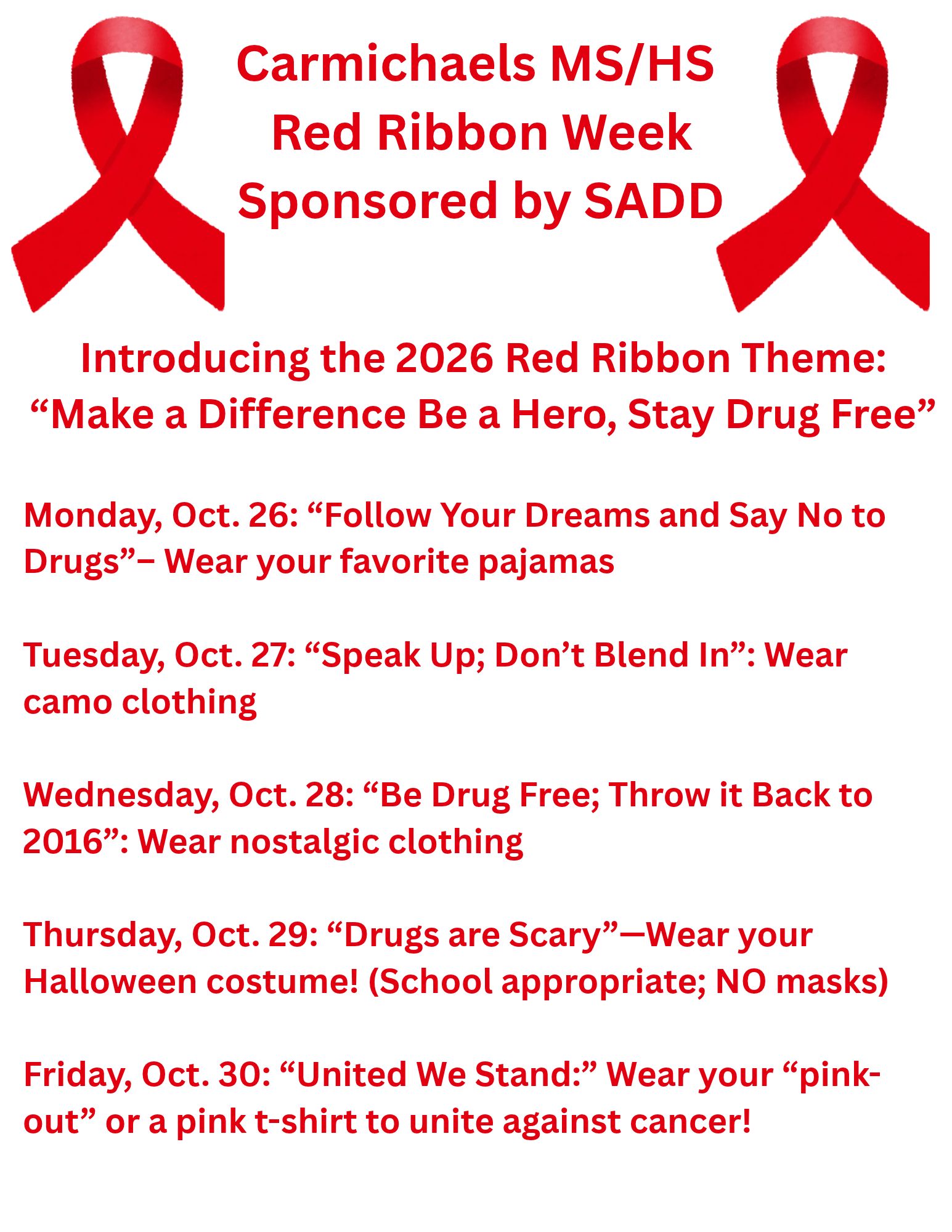 Red Ribbon Week October 26-30