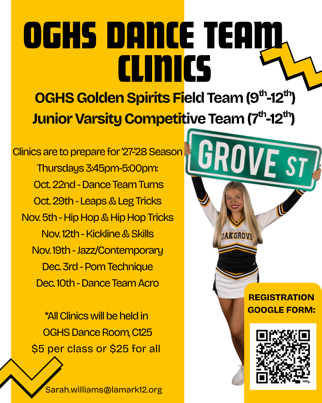 🖤💛 OGHS Dance Team Prep Clinics