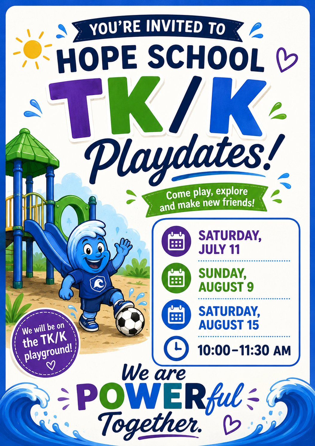 TK/K Playdate #3 - Saturday August 15