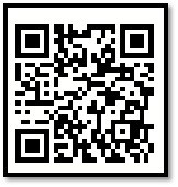 A black and white QR code with a white border.