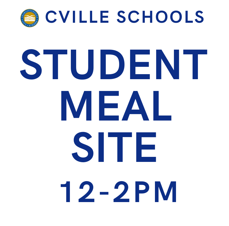 Charlottesville Schools student meal site information with hours 12-2PM.