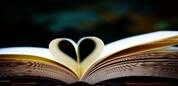 Close up of heart shaped pages of a book