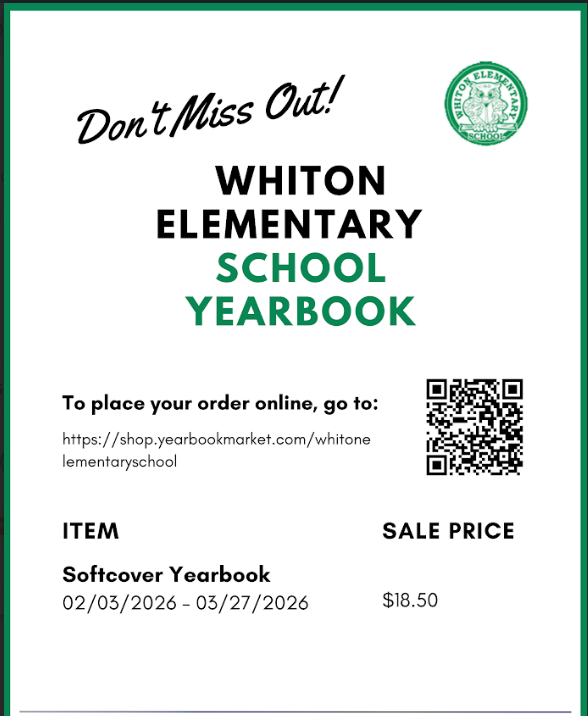 Advertisement for Whitton Elementary School Yearbooks, with ordering information and price.