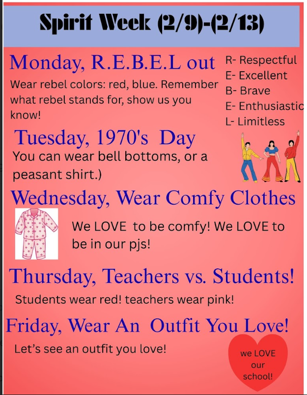 Spirit Week Themes Monday-Friday