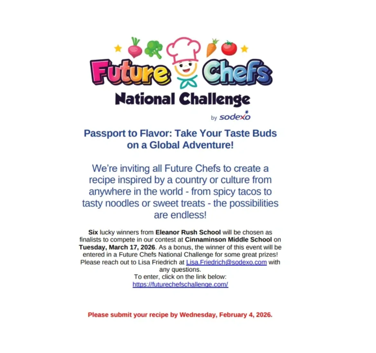 Logo and text for the Future Chefs National Challenge, inviting participants to create global-inspired recipes.