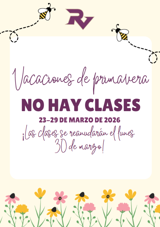 A graphic announces 'Spring Break NO CLASSES' from March 23-29, 2026, with classes resuming March 30.