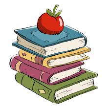 A stack of colorful books topped with a red apple.