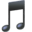A dark, pixelated eighth note symbol.