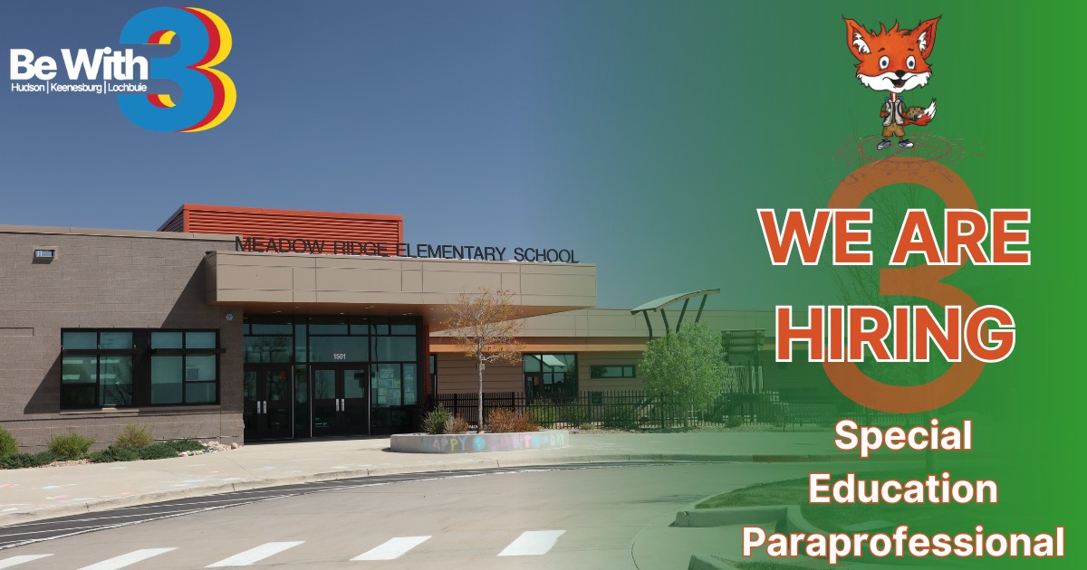 Meadow Ridge Elementary School is hiring a Special Education Paraprofessional.