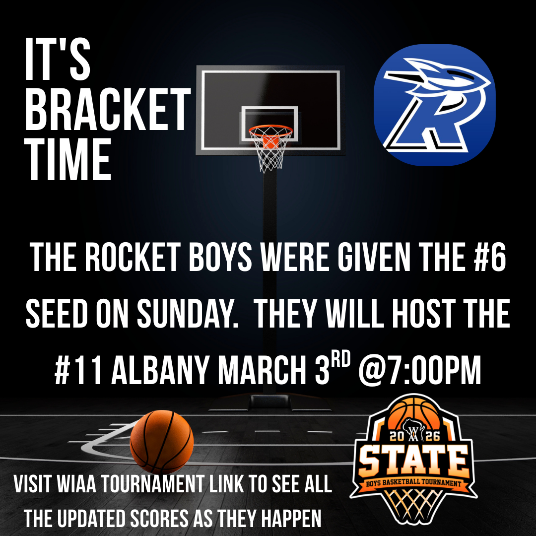 Basketball tournament announcement: The Rocket Boys are the #6 seed and will host #11 Albany on March 3rd at 7:00 PM.