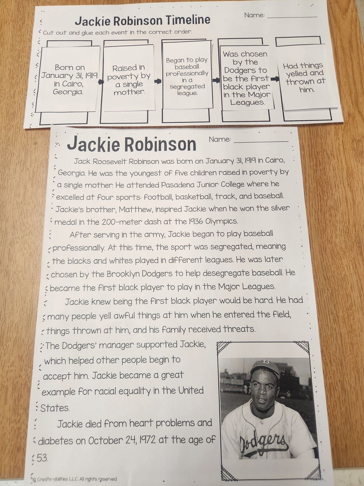 Jackie Robinson Activity