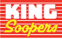 The King Soopers logo features white text on a red striped background.