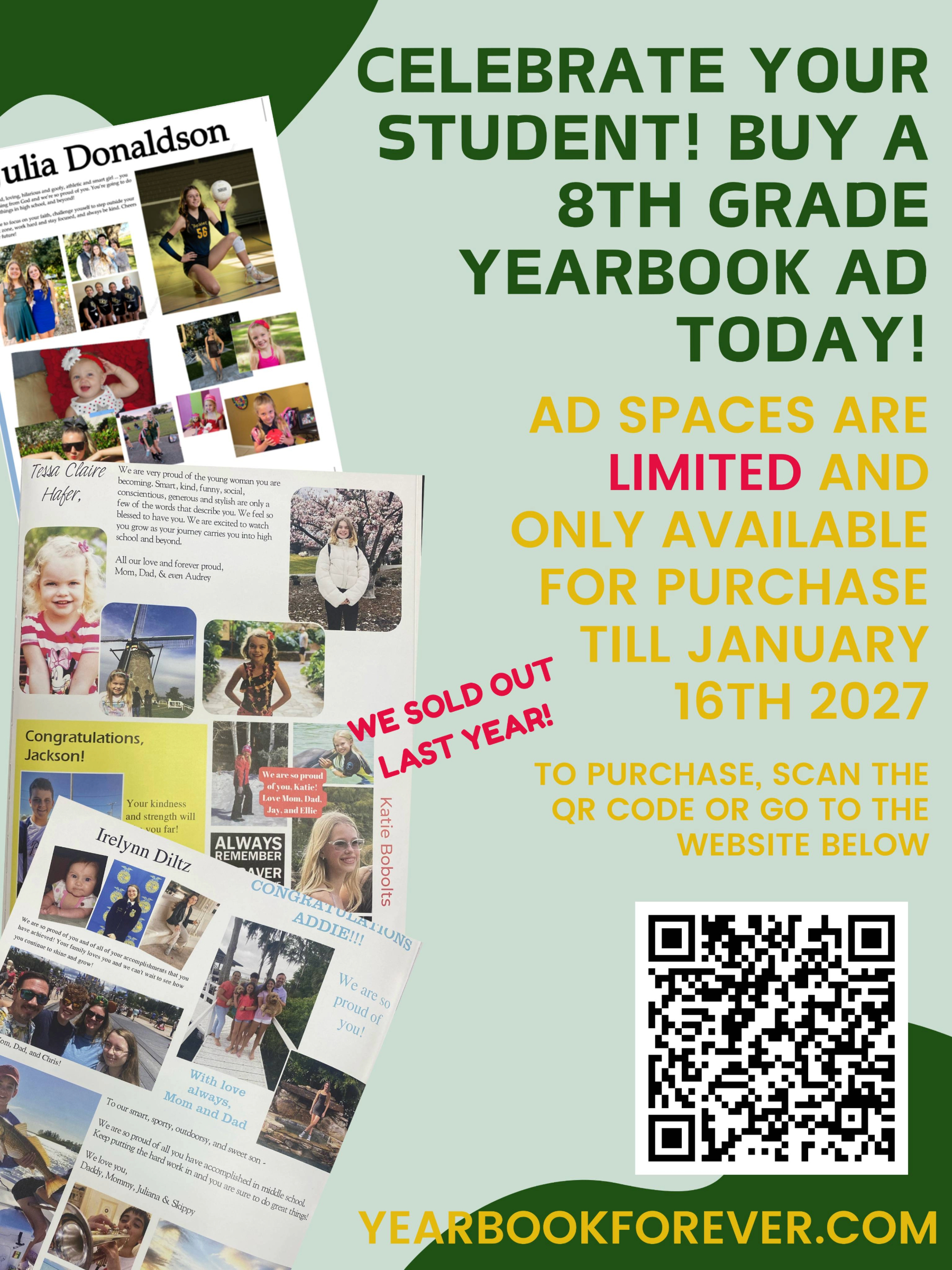 Yearbook Ad Sale! Attention 8th-grade Parents!