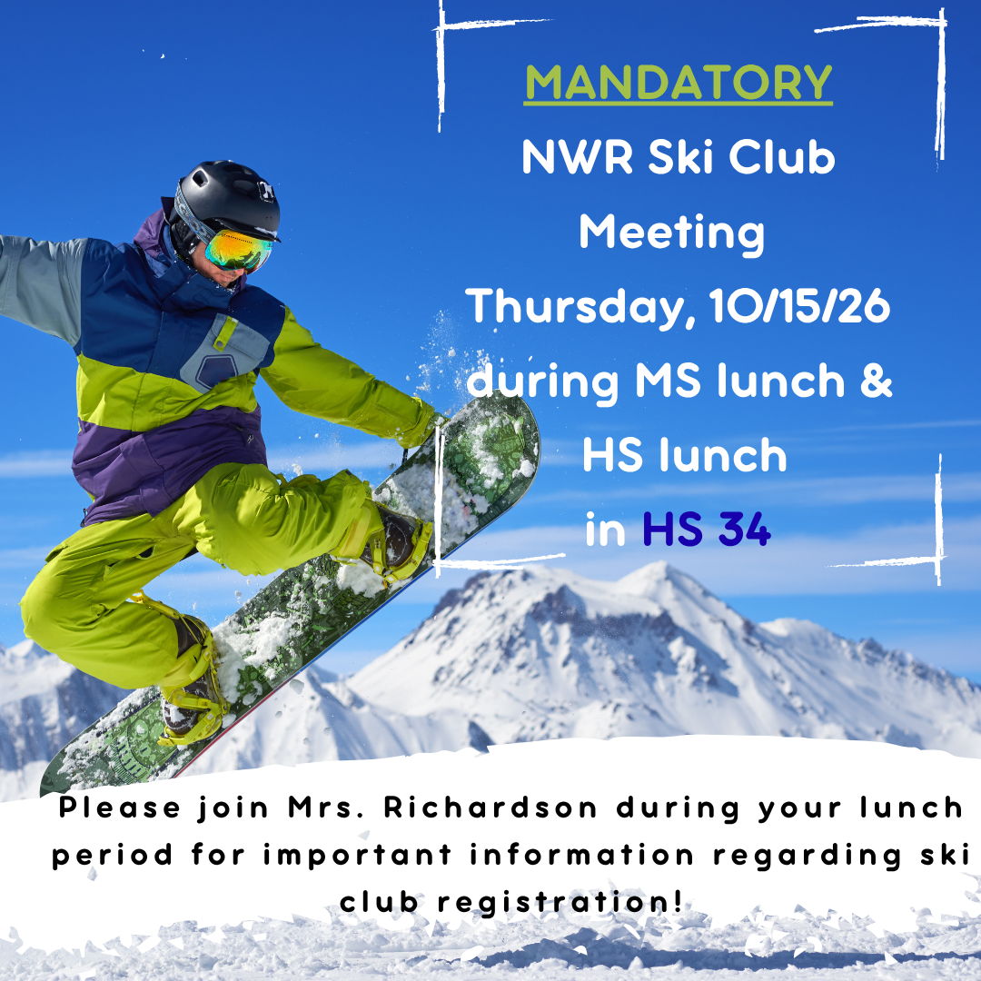 Ski Club Meeting Thursday, 10/15